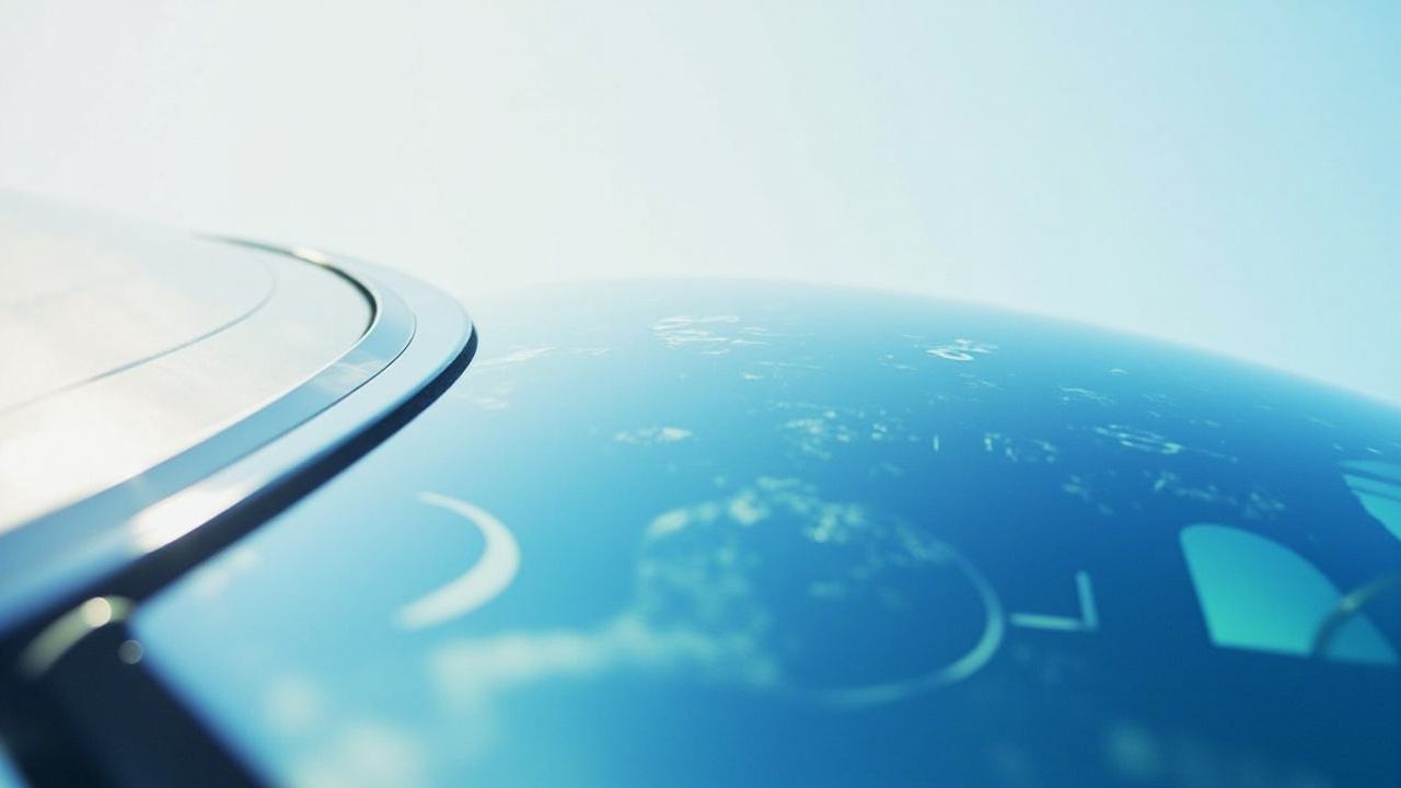 Your Windshield: What If It Was Smarter? 1 Close-up of a clean, modern car windshield reflecting a clear blue sky, hinting at smart windshield technology and auto glass innovation.